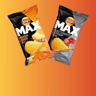 Lay's Max Cheddar & Onion og Heinz Tomato Ketchup