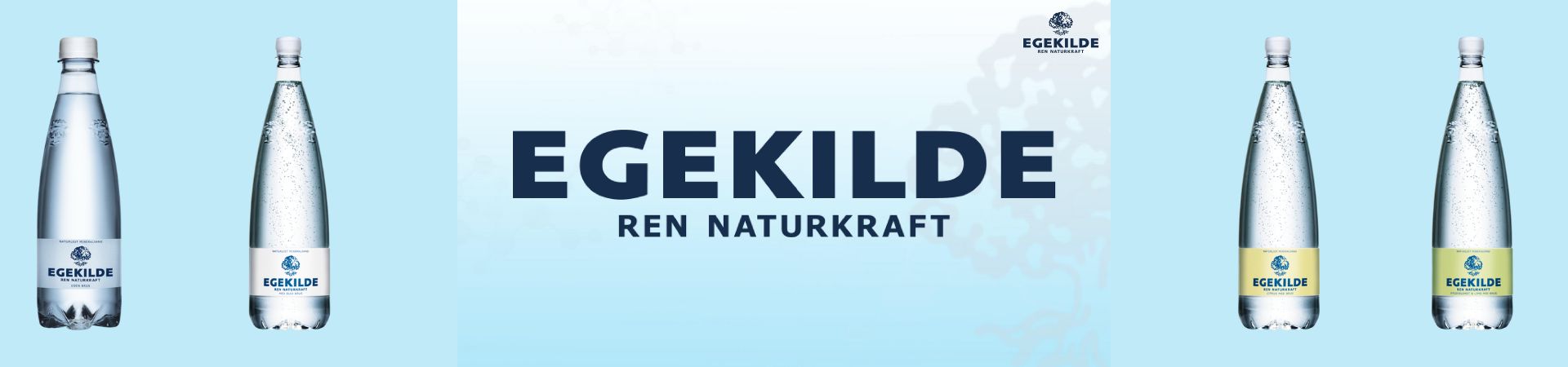 Egekilde logo i midten med forskellige varianter med to på hver side.