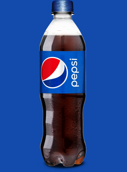 Pepsi Cola almindelig med blå baggrund.